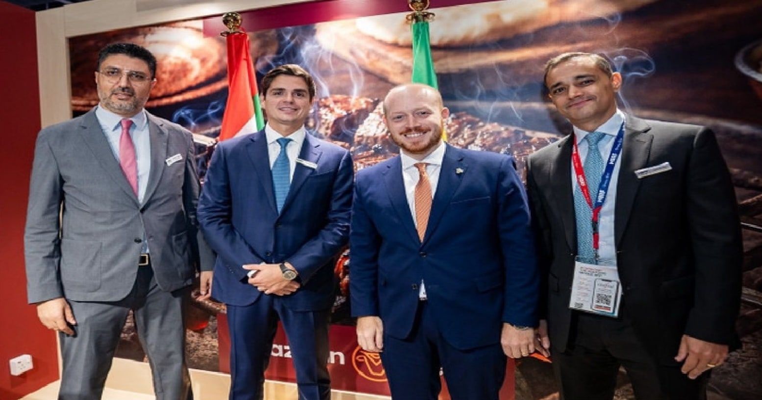 Meeting with representatives of the Brazilian meat industry on a stand at the Gulfood trade fair