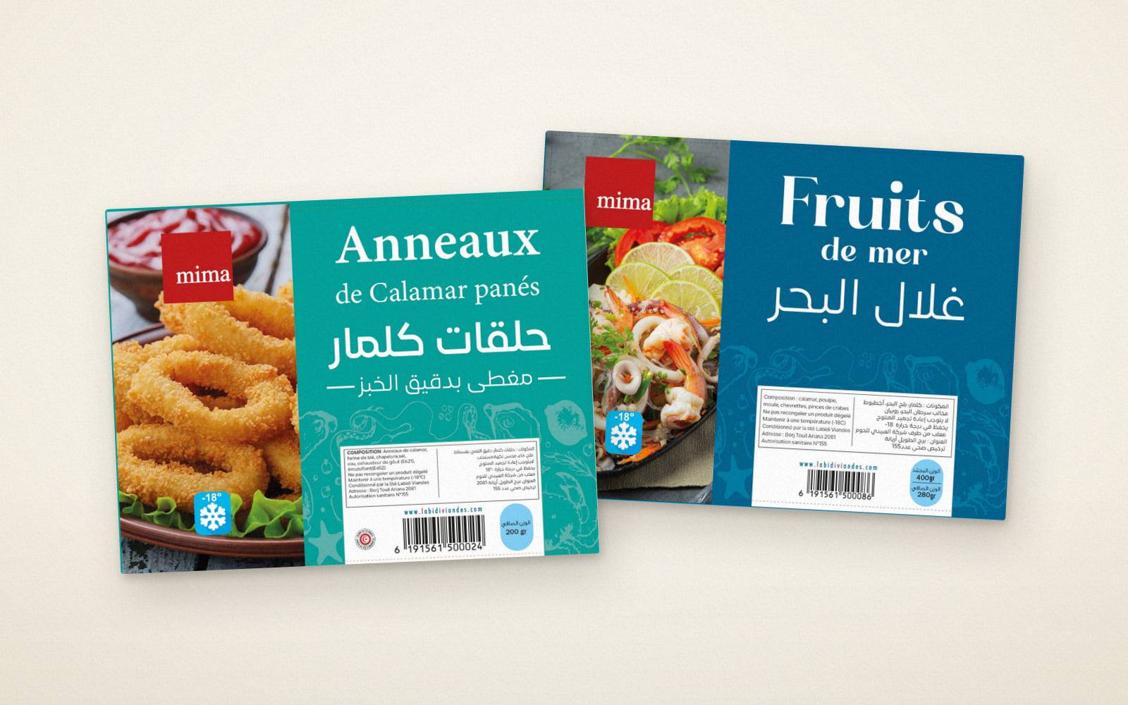 Sachets MIMA d’anneaux de calamar panés et de fruits de mer